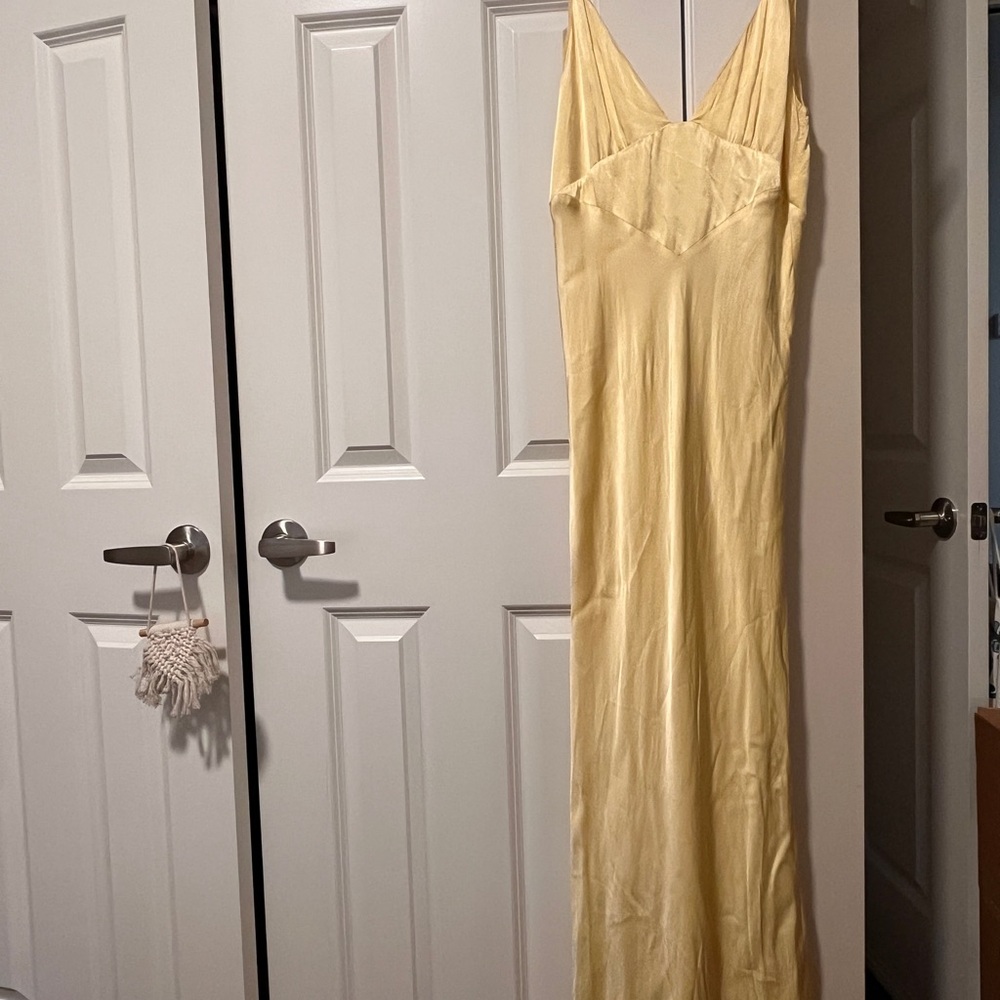 Bardot Yellow Satin Dress